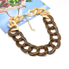 Custom chunky thick cuban link neck jewelry acrylic marble texture tennis chain necklace